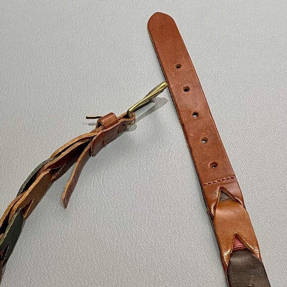 FOSSIL Multi-Color Link Leather Belt  Gold Buckle Women’s Small 24”-28” Waist - Picture 3 of 7